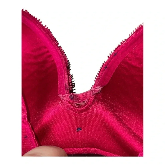 1438. AERIE JACKLYN PADDED BRA UNDERWIRE‎ POLKA DOTS PATTERN MAGENTA/NAVY BLUE - Picture 8 of 8